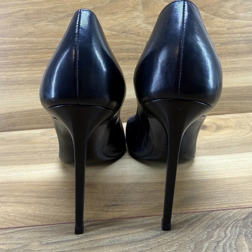 Saint Laurent Paris Pointed Toe Pumps Heel 7 EU 37 Black Leather Formal Business - Picture 7 of 10